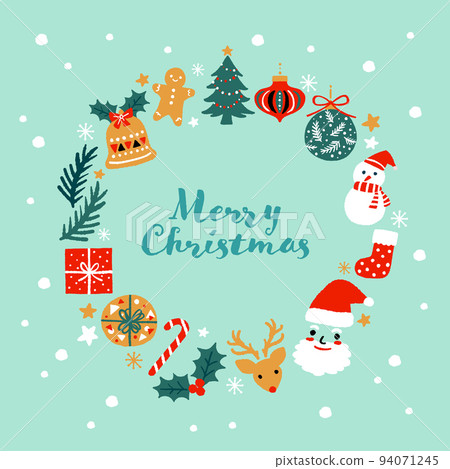 Frame with christmas icons illustration 94071245