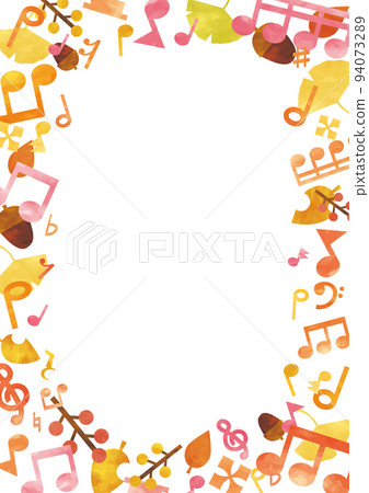 Autumn watercolor notes dead leaf frame vertical 94073289