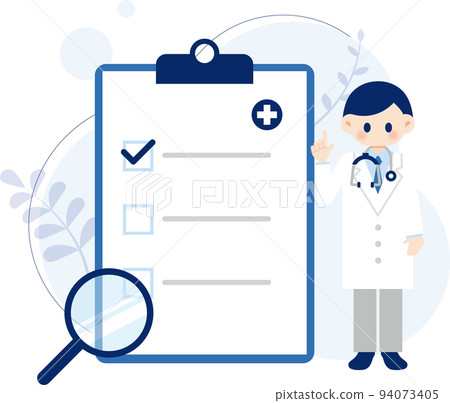 Illustration of a male doctor Medical questionnaire Illustration of a male doctor Medical questionnaire 94073405