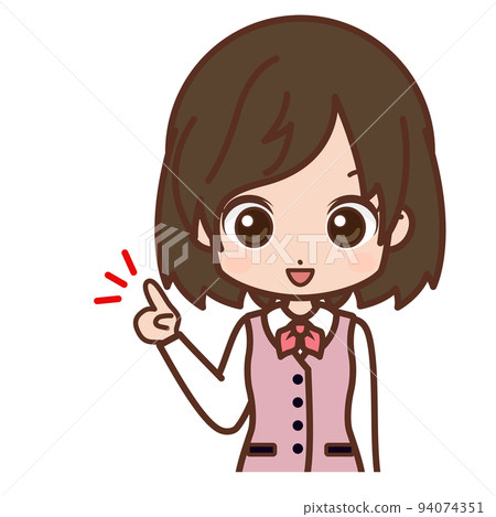 Pointing woman, right hand (upward) / suit, young, OL [1] 94074351