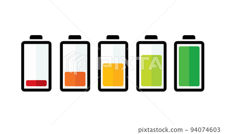 Battery with colorful charge level. vector illustration 94074603