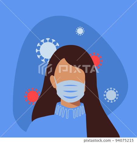 Woman wearing protective mask. Vector Woman wearing protective mask. Vector 94075215