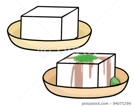 豆腐在盤子上的插圖 94075299