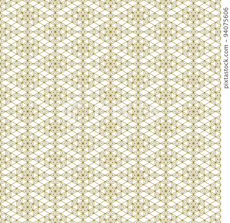 Seamless geometric pattern based on japanese style Kumiko.Gold lines. 94075606