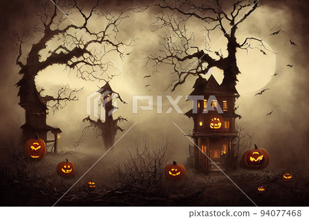 halloween pumpkins in night halloween pumpkins in night 94077468