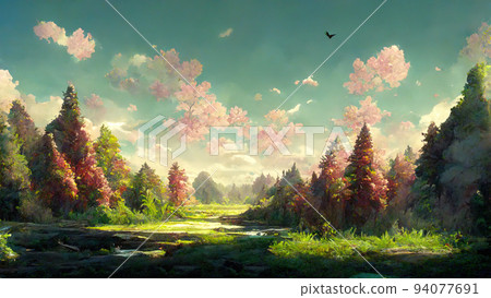 painted Anime Nature Environment Background 94077691