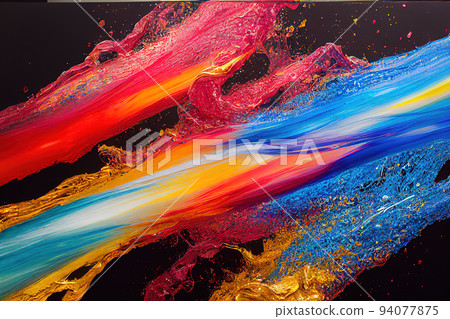Abstract explosion of Colorful liquid oil paint 94077875