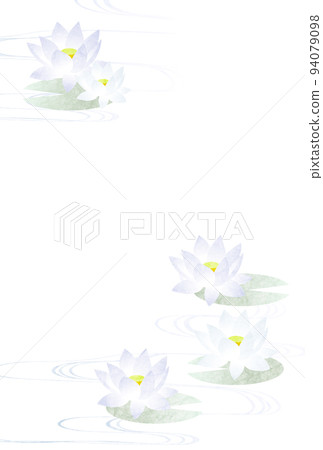 Watercolor style lotus and running water postcard no border vertical 94079098