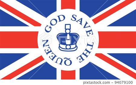 The Queens death. RIP, God save the Queen. Rest in peace poster with silhouette on flag background. Vector illustration for Her Majesty on her 96 years The Queens death. RIP, God save the Queen. Rest in peace poster with silhouette on flag background. Vector illustration for Her Majesty on her 96 years 94079100