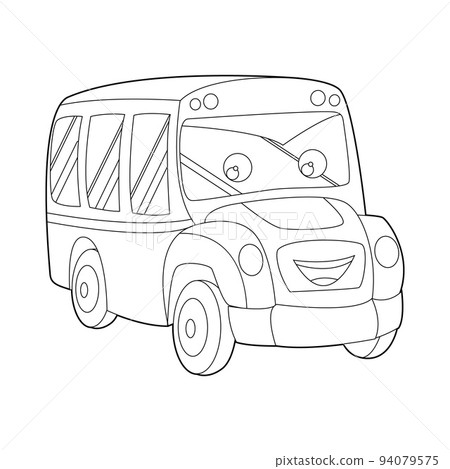 Coloring book for kids, cartoon school bus. Vector isolated on a white background 94079575