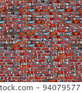 Weathered red brick wall texture seamlessly tileable 94079577