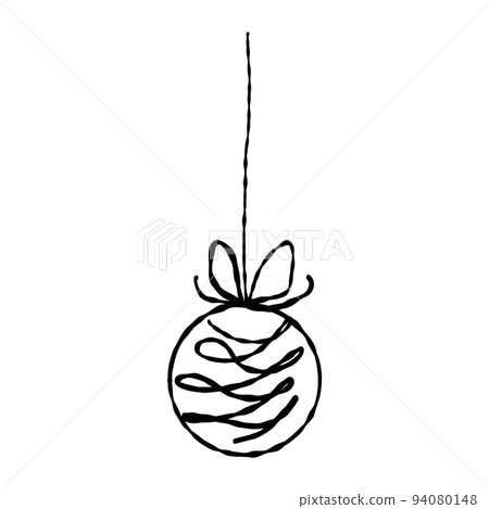 Christmas hand drawn ball. Doodle garland with holiday sketchy bauble 94080148