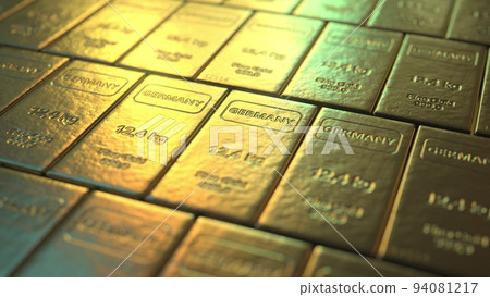 Gold bars with GERMANY text. 3d rendering Gold bars with GERMANY text. 3d rendering 94081217