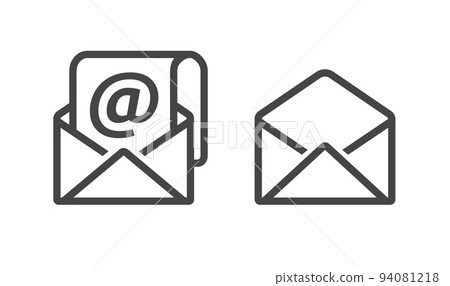 Email mail envelope icon line outline stroke art isolated on white background illustration, open newsletter empty concept graphic object image Email mail envelope icon line outline stroke art isolated on white background illustration, open newsletter empty concept graphic object image 94081218