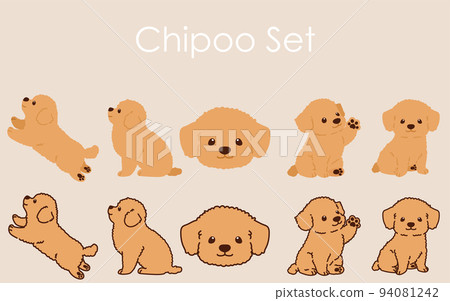 Simple and cute chiwapoo illustration set with/without main line Simple and cute chiwapoo illustration set with/without main line 94081242