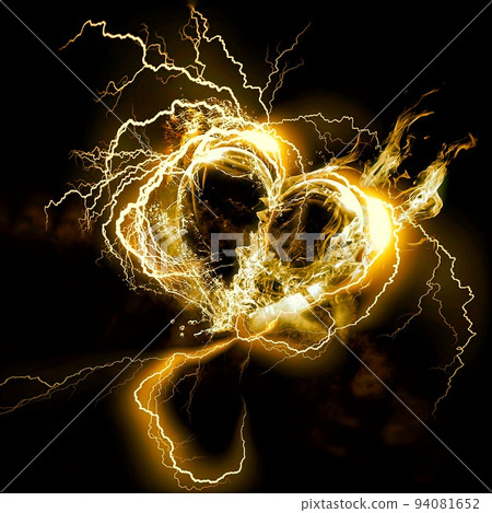 Illustration of a heart lightning bolt shining... - Stock Illustration  [94081652] - PIXTA