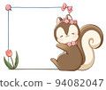 帶框架框架花的松鼠（笑臉） 94082047