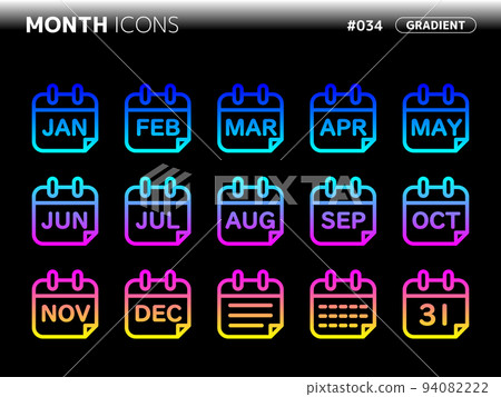 Gradient style icon set related to 12 months_034 94082222