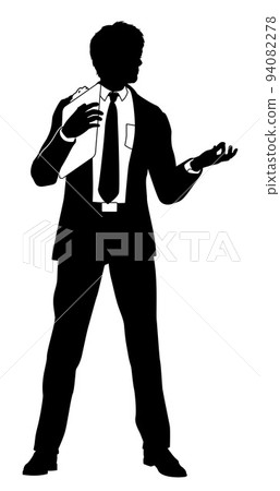 Business People Man With Clipboard Silhouette 94082278