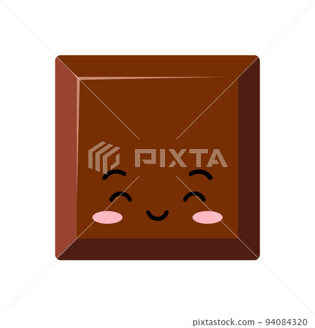 Cute square chocolate bar piece kids emoji character vector icon. 94084320