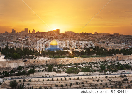 jerusalem city by sunset 94084414