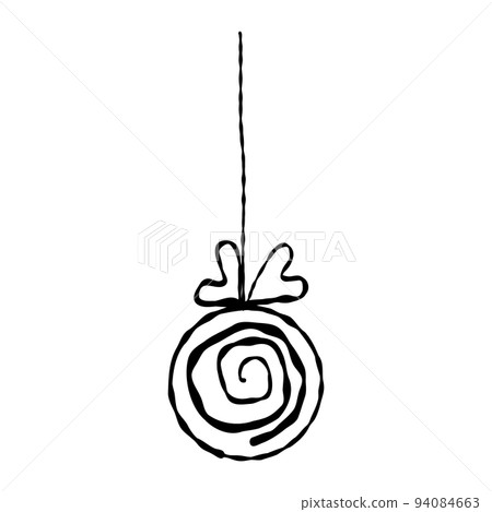 Christmas hand drawn ball. Doodle garland with holiday sketchy bauble 94084663