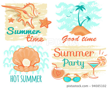 Good time banner hand drawn quote. Summer beach party related positive motivational lettering Good time banner hand drawn quote. Summer beach party related positive motivational lettering 94085102