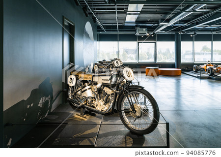 Husqvarna 500 - Classic retro motorcycle. Riga motor museum. Riga, Latvia, 17 August 2022 Husqvarna 500 - Classic retro motorcycle. Riga motor museum. Riga, Latvia, 17 August 2022 94085776