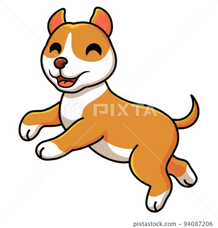 Cute little pitbull cartoon posing 94087206