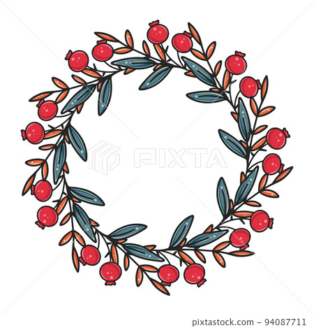 Beautiful botanical christmas wreath isolated vector illustration Beautiful botanical christmas wreath isolated vector illustration 94087711