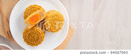 中秋節 月餅 節日 頂視 Mid-Autumn Festival Moon cake げっぺい 94087993