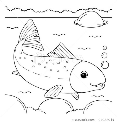 Salmon Animal Coloring Page for Kids 94088015