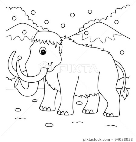 Mammoth Animal Coloring Page for Kids 94088038
