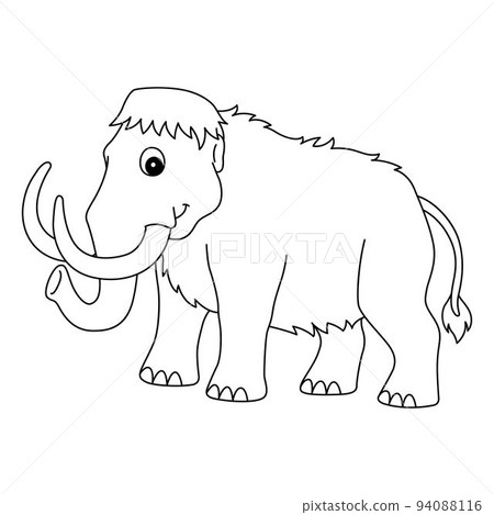 Mammoth Animal Isolated Coloring Page for Kids 94088116