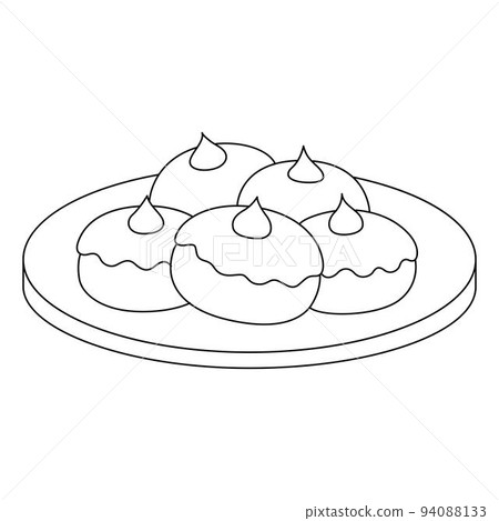Hanukkah Sufganiyah Isolated Coloring Page Hanukkah Sufganiyah Isolated Coloring Page 94088133
