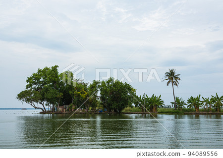 Scenery of backwater cruising on Vembanad Lake in Alappuzha, Kerala, India Scenery of backwater cruising on Vembanad Lake in Alappuzha, Kerala, India 94089556