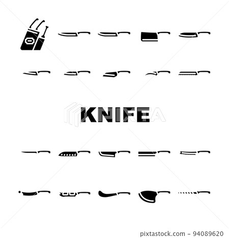 Kitchen Knife For Cutting Food Icons Set Vector Kitchen Knife For Cutting Food Icons Set Vector 94089620