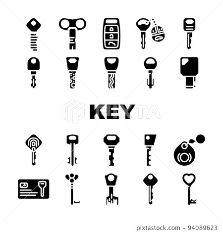 Key For Open And Close Padlock Icons Set Vector Key For Open And Close Padlock Icons Set Vector 94089623