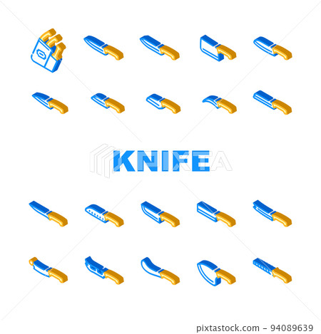 Kitchen Knife For Cutting Food Icons Set Vector Kitchen Knife For Cutting Food Icons Set Vector 94089639