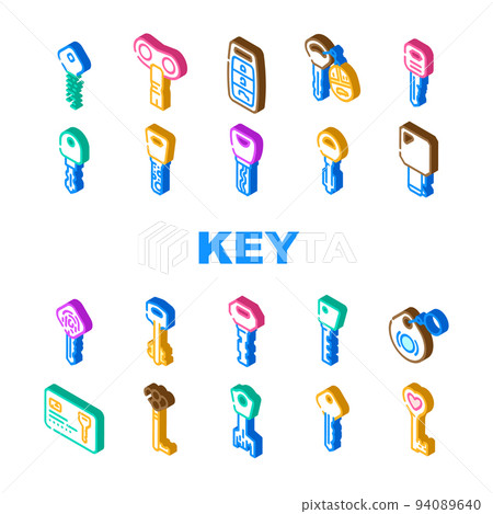 Key For Open And Close Padlock Icons Set Vector Key For Open And Close Padlock Icons Set Vector 94089640