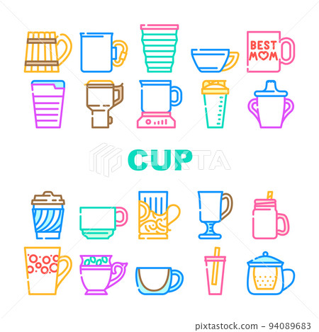 Cup Utensil For Drinking Beverage Icons Set Vector Cup Utensil For Drinking Beverage Icons Set Vector 94089683