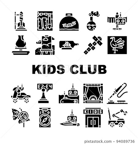 Kids Club Hobby Funny Occupation Icons Set Vector 94089736