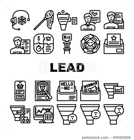 lead generation customer business icons set vector 94089806