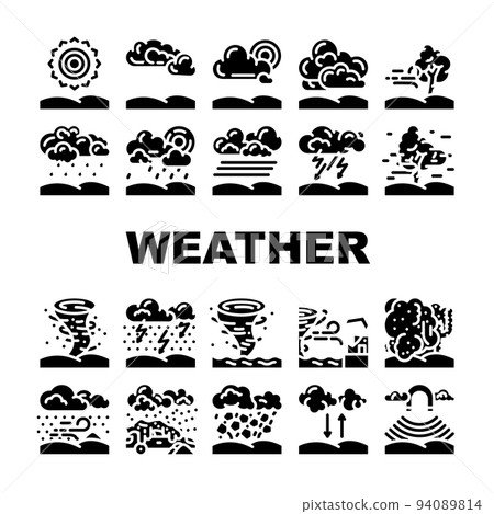 weather forecast rain sun cloud icons set vector 94089814
