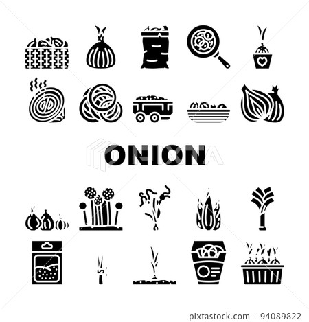 onion white red food vegetable icons set vector onion white red food vegetable icons set vector 94089822