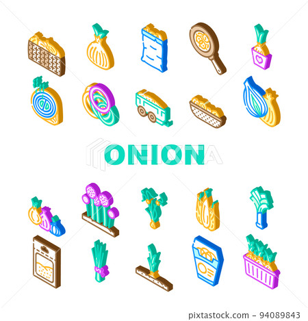 onion white red food vegetable icons set vector 94089843