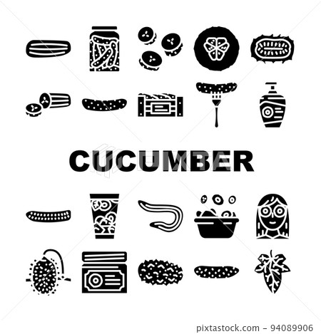 cucumber slice vegetable green icons set vector cucumber slice vegetable green icons set vector 94089906