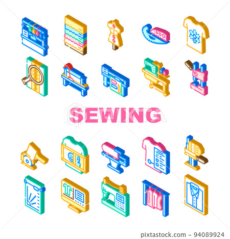 factory sewing sew machine icons set vector factory sewing sew machine icons set vector 94089924