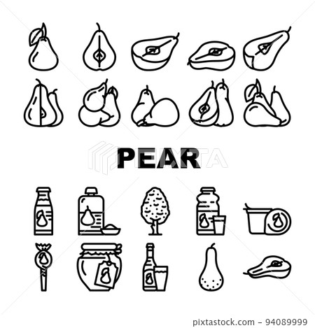 pear fruit half food slice icons set vector pear fruit half food slice icons set vector 94089999