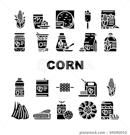 corn maize sweet plant cob icons set vector corn maize sweet plant cob icons set vector 94090050